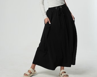 Long Boho Skirt / Black Circle Skirt / Loose Skirt / Maxi Skirt / Plus Size Skirt / Long Maxi Skirt / Long Skirt Boho/ Flare Skirt METSk0041