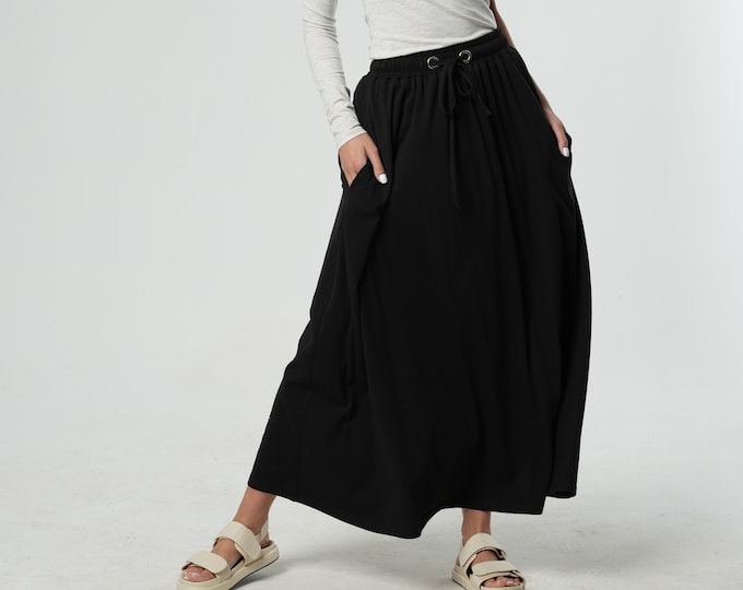 Long Boho Skirt / Black Circle Skirt / Loose Skirt / Maxi Skirt / Plus Size Skirt / Long Maxi Skirt / Long Skirt Boho/ Flare Skirt METSk0041