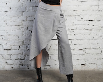 Loose Linen Pants / Asymmetrical Pants / Loose Pants Women / Wide Leg Pants Women / Linen Trousers Women / Linen Pant / Linen Trouser