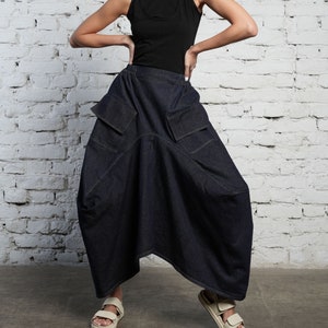 Asymmetrical Skirt / Modest Denim Skirt / Plus Size Jean Skirt / Long Maxi Skirt / Loose Skirt / Plus Size Maxi Skirt / Asymmetric Skirt