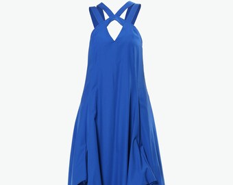 Elegant Dress In Blue / Valentine's Day Outfit / Strappy Sleeveless Dress / Extravagant Long Dress / Romantic Gift For Her / Blue Dress