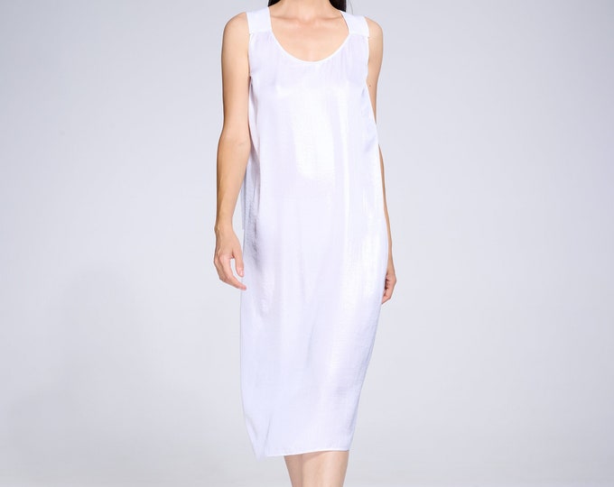 NEW Simple White Dress / White Dress Open Back / Midi Wedding Dress / Backless White Dress / Summer Dress / Elegant White Dress