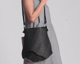 Genuine Leather Tote / Black Leather Purse / Genuine Leather Bag / Everyday Casual Bag /  Black Crossbody Bag / Black Shoulder Bag