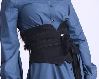 Black Oversize Wrap Belt/extravagant Waist Belt/wide Button Black Oversize Wrap Belt/extravagant Waist Belt/wide Button