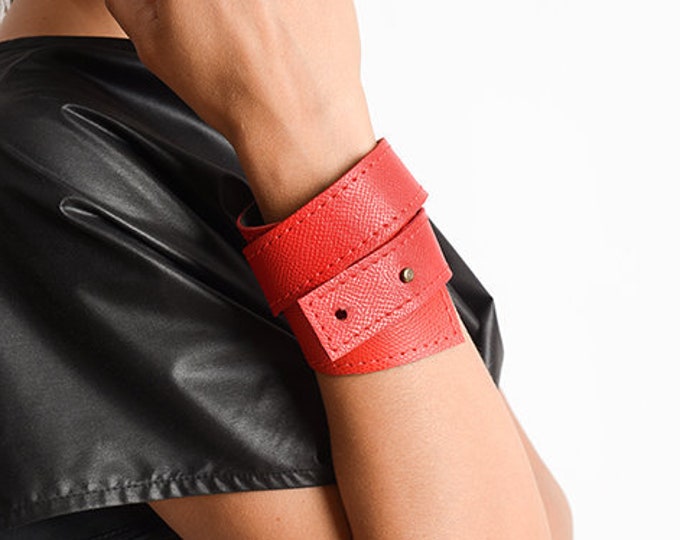 Red Wrap Bracelet/Genuine Leather Extravagant Bracelet/Red Leather Hand Accessory/Extra Long Leather Wristband/Unisex Red Bracelet