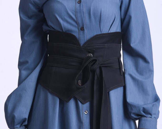 Extravagant Black Belt / Cloth Waist Wrap Belt / Obi Belt META0024
