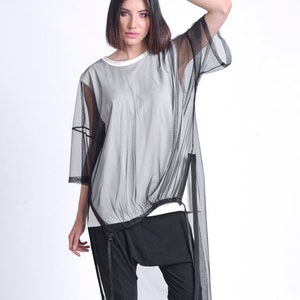 Plus Size Asymmetrical See Through Tunic by METAMORPHOZA