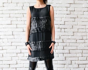 35 Off Black Leather Sleeveless Jacket Asymmetric Extravagant Etsy