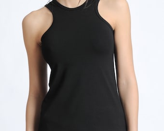 Cutout Top / Black Summer Top / Sexy Summer Tee / Yoga Tank Top METT0132