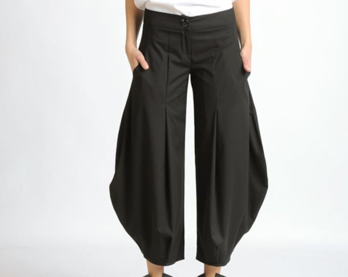 Black Loose Pants/Plus Size Maxi Pants/Long Black Pants/Wide Leg Gypsy Pants/Oversize Black Trousers/Black Ankle Pants/Casual Pants