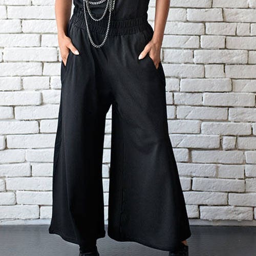 Long Loose Maxi Pants/black Wide Leg Trousers/casual Black - Etsy