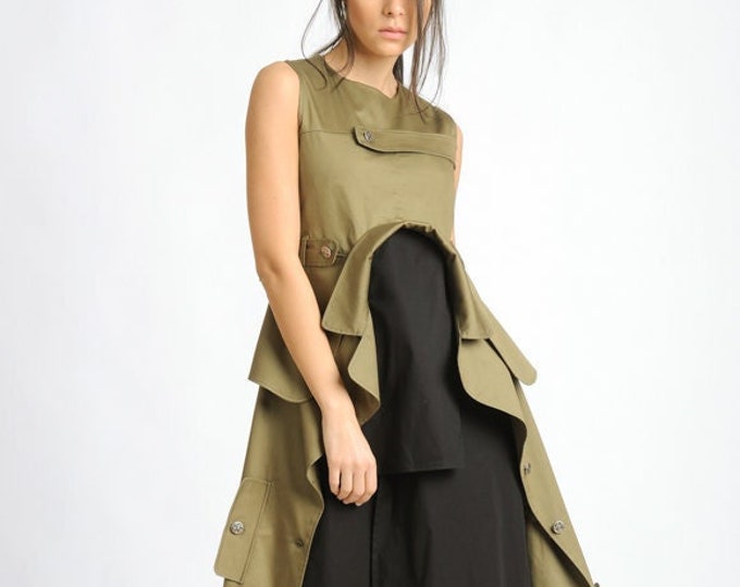 Extravagant Maxi Dress In Khaki and Black METD0117