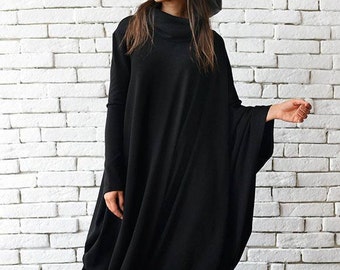 Maxi Knit Dress / Stage Dress / Avant Garde Clothing / Turtleneck Kaftan / Knit Maxi Dress / Spring Dress / Plus Size Dress