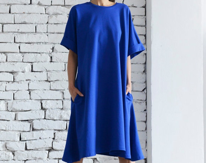 Blue Maternity Maxi Dress Loose Fit