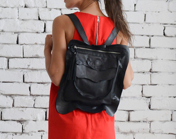 Small Leather Backpack / Black Backpack Woman / Mini Backpack Women / Leather School Bag / Casual Backpack / Leather Bag /  METB0006