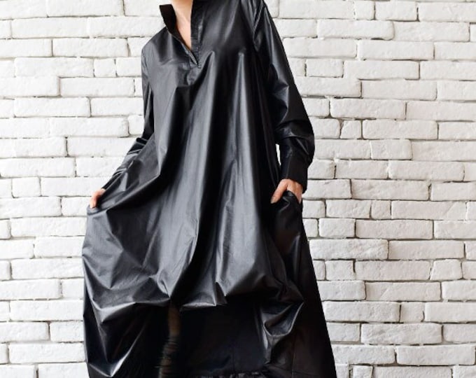 Witchy Black Dress / Cotton Kaftan / Plus Size Dress / Fancy Kaftan / Oversize Dress / Plus Size Kaftan / Asymmetric Dress  METD0013