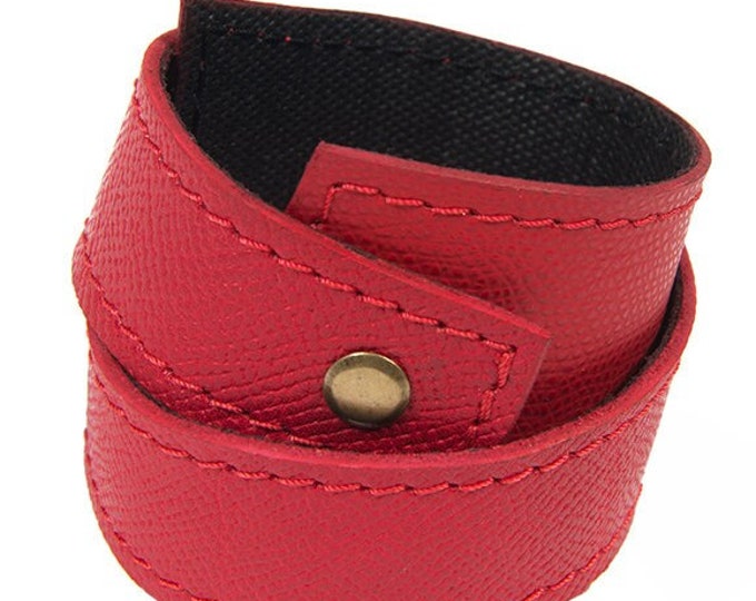 Genuine Leather Wristband / Handmade Red Bracelet / Real Leather Extravagant Bracelent