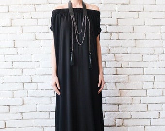 Black Oversize Jumpsuit / Open Shoulder Jumpsuit / Loose Comfortable Jumpsuit METJ0014