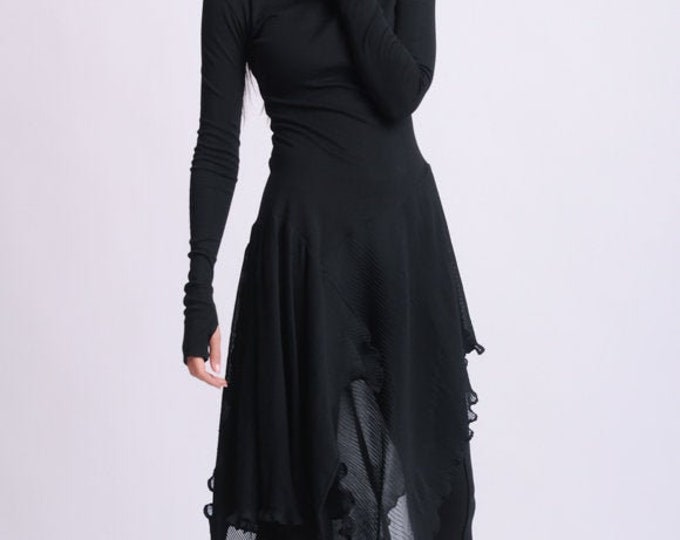 High Quality Chiffon Tunic/Turtleneck Asymmetric Top/Best Selling Tunic/Thumb Hole Sleeve Tunic METT0143