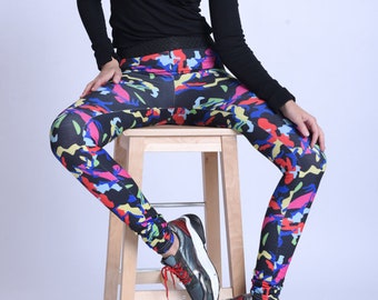 FINAL CLEARANCE Extravagant Multi Color Yoga Pants/Colorful Jogger Leggings/Elastic Waist Casual Pants/Comfortable Everyday Leggings