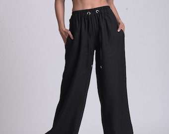 Elastic Waist Loose Linen Pants