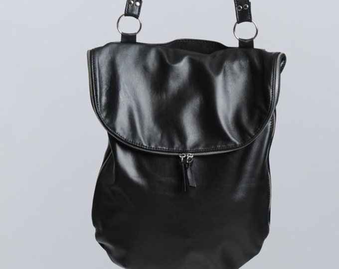 Black Maxi Bag / Genuine Leather Tote Bag / Enormous Black Bag / Large Shoulder Bag by METAMORPHOZA METB0012