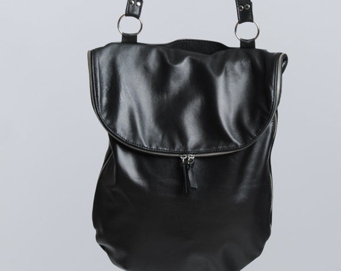 Black Maxi Bag / Genuine Leather Tote Bag / Enormous Black Bag / Large Shoulder Bag by METAMORPHOZA