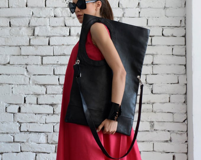 Off Shoulder Bag / Everyday Tote Bag / Leather Bag / Maxi Bag / Genuine Leather Bag / Black Purse / Metamorphoza METB0016