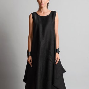 Oversized Linen Dress In Black METD0107