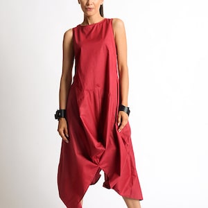 Rotes extravagantes Kleid/langes kurzes lässiges Kleid/roter Kaftan/lockeres Tunika Kleid/ärmelloses Maxi Kleid/asymmetrisches Tunika Kleid/rotes Kleid METD0081