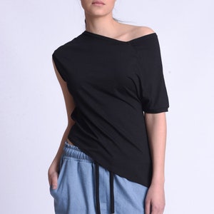 Asymmetric Trendy Open Shoulder Top by METAMORPHOZA METT0184