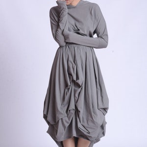 Loose Asymmetric Hooded Dress by METAMORPHOZA