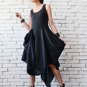 Linen Slip Dress / Loose Linen Dress / Asymmetrical Dress / Pinafore Dress Women / Long Dress Elegant / Metamorphoza METD0101