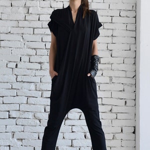 Black Casual Jumpsuit/Loose Maxi Jumpsuit/Tight Leg Jumpsuit/Sleeveless Black Jumpsuit/Extravagant Summer Onepiece/Harem Pants Suit