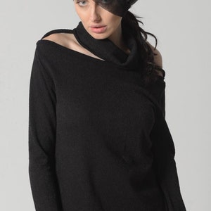 Womens Off the Shoulder Top / Open Shoulder Top / Cold Shoulder Top / Turtleneck Shirt / Knit Blouse