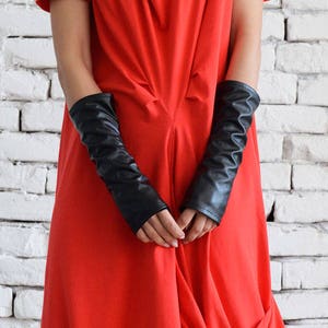 Gloves Long Womens / Faux Leather Gloves / Long Gloves / Fingerless Gloves / Leather Mittens