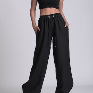 Wide Leg Linen Pants for Summer by METAMORPHOZA METP0079