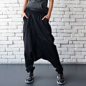 Extravagant Black Pants/Loose Casual Pants/Comfortable Drop Crotch Pants/Oversize Harem Pants/Wide Leg Hippie Pants METP0026 image 1