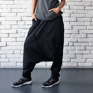 Extravagant Black Pants/Loose Casual Pants/Comfortable Drop Crotch Pants/Oversize Harem Pants/Wide Leg Hippie Pants METP0026 image 2