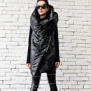 Black Sleeveless Coat/Extravagant Loose Jacket/Hooded Vest/Asymmetric Black Tunic/Warm Black Casual Vest/Plus Size Top/Black Vest METC0040