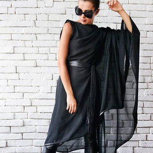 Maxi Black Tunic / Sheer Black Tunic / Asymmetrical Black Top - Etsy