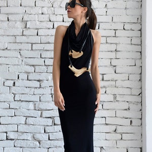 Black Backless Elegant Dress / Formal Open Back Dress METD0043
