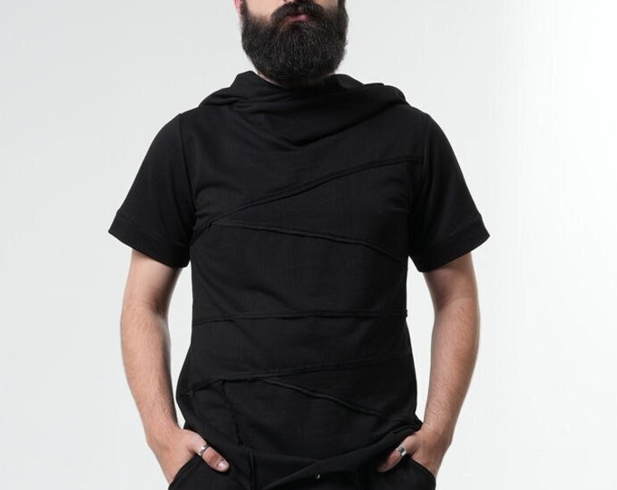 NEW Mens Asymmetric Blouse with Hood