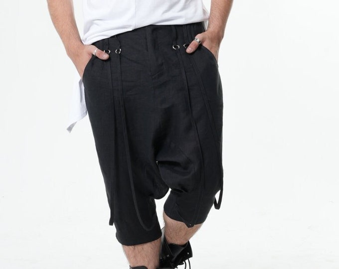 NEW Mens Linen Pants / Harem Pants Men / Linen Cropped Pants