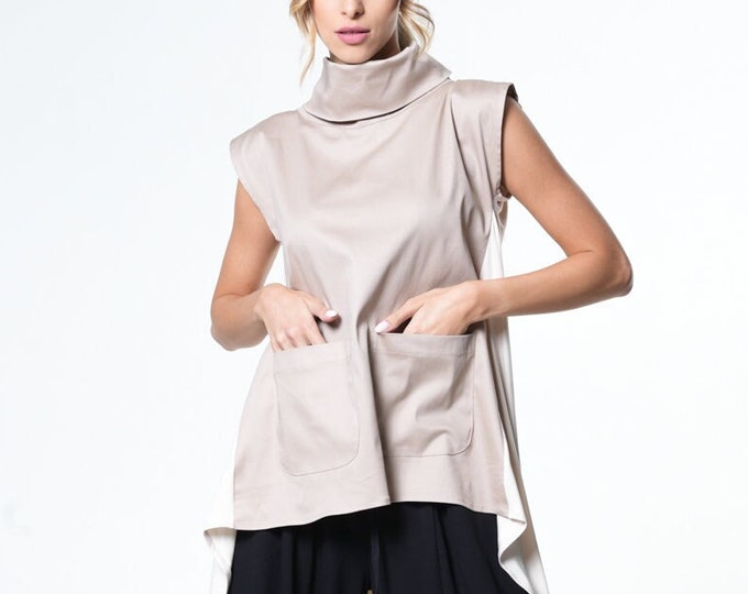 Open Back Top / Asymmetric Tunic / Backless Top / Plus Size Tunic Tops / Asymmetrical Top / Asymmetrical Tunic / Oversized Top METT0041