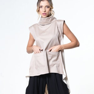 Open Back Top / Asymmetric Tunic / Backless Top / Plus Size Tunic Tops / Asymmetrical Top / Asymmetrical Tunic / Oversized Top METT0041