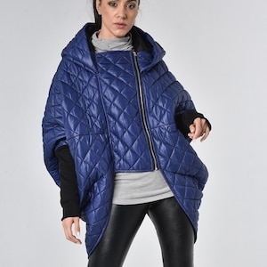 FINAL CLEARANCE Blue Puffer Jacket / Blue Winter Coat / Puffy Coat / Puffer Jacket / Asymmetrical Coat / Asymmetrical Jacket / Hooded Coat