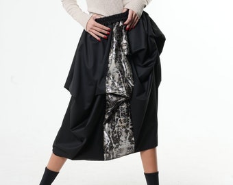 NEW Asymmetrical Skirt / Loose Skirt / Formal Maxi Skirt / Fall Skirt / Maxi Skirt Plus Size / Vegan Leather Skirt