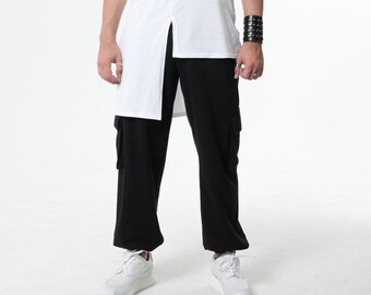 NEW Mens Cargo Pants / Black Cargo Pants / Men Sweatpants METMP0005
