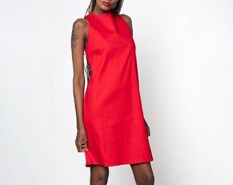 Short Red Dress/ Red Slip Dress / Summer Cotton Dress /Romantic Dress METD0056